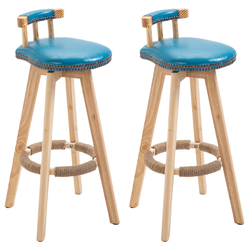 Modern Rubberwood Restaurant Stool Matte Finish Upholstered Bar Stools