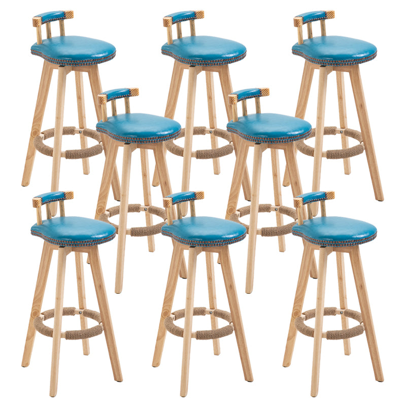 Modern Rubberwood Restaurant Stool Matte Finish Upholstered Bar Stools