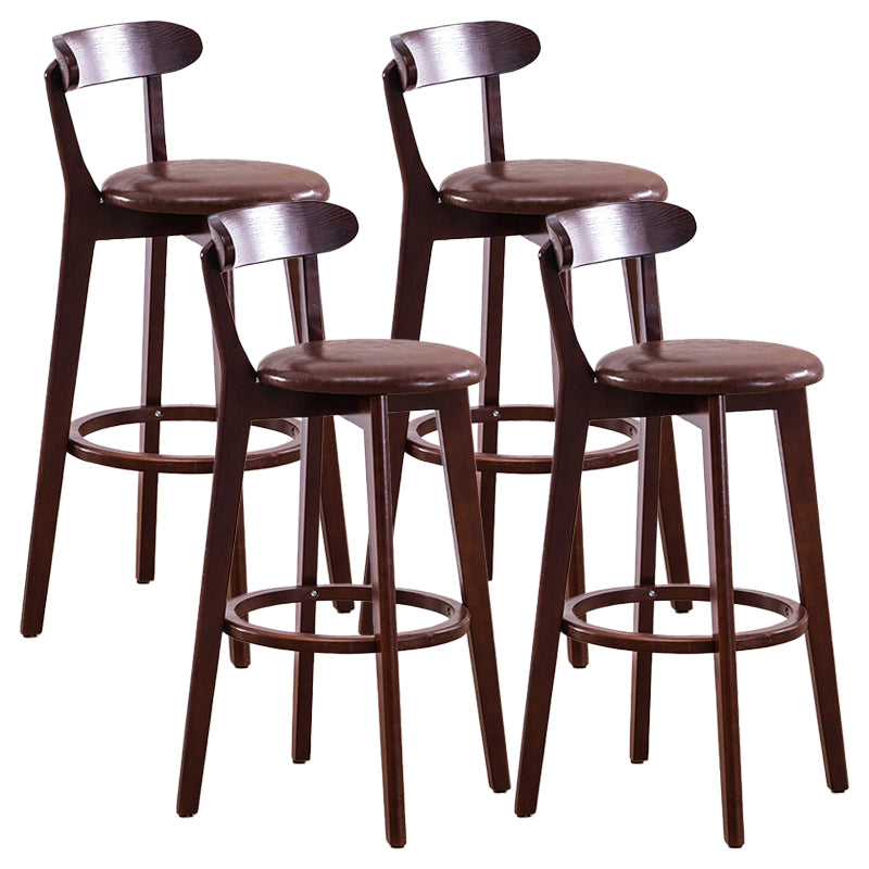 Contemporary Beech Low Back Home Stool Matte Finish Upholstered Bar Stools