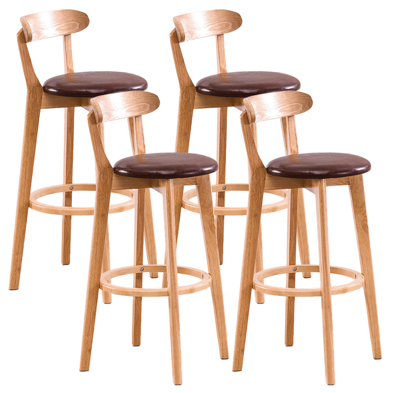 Contemporary Beech Low Back Home Stool Matte Finish Upholstered Bar Stools