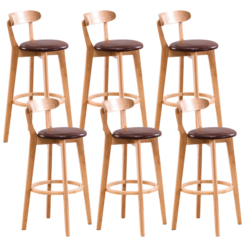 Contemporary Beech Low Back Home Stool Matte Finish Upholstered Bar Stools