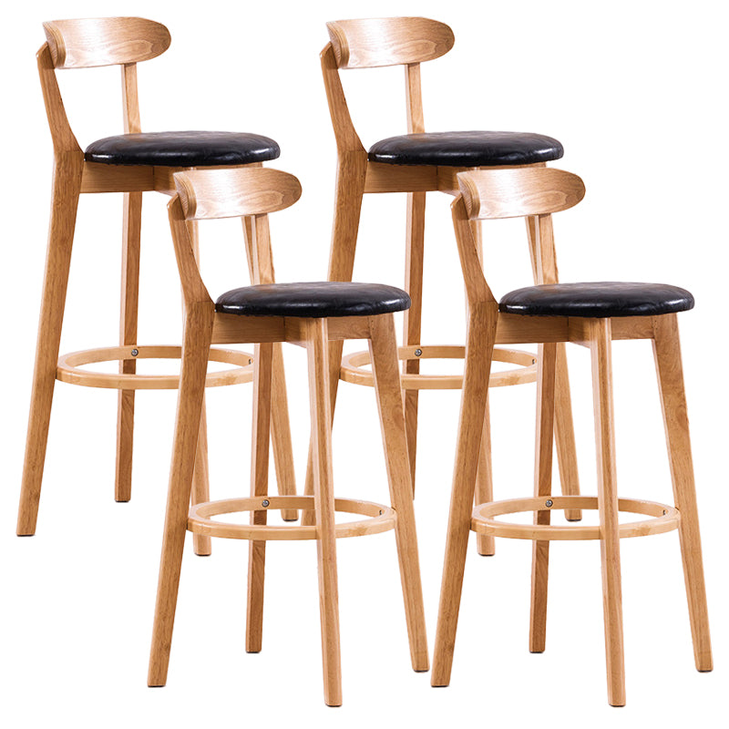 Contemporary Beech Low Back Home Stool Matte Finish Upholstered Bar Stools