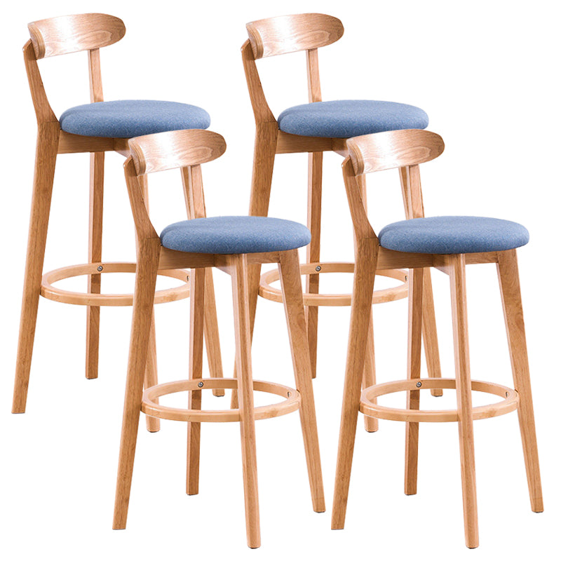 Contemporary Beech Low Back Home Stool Matte Finish Upholstered Bar Stools