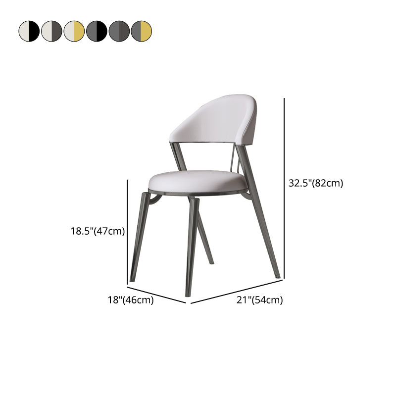 Glam Style Leather Dining Side Chair Open Back Indoor Dining Chair