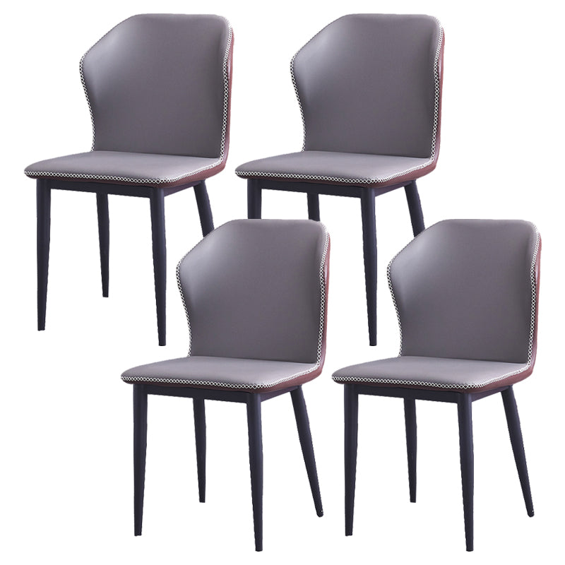 Armless Dining Chairs Contemporary Faux Leather Side Chairs for Dining Room