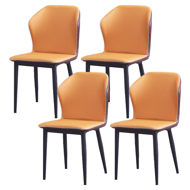 Armless Dining Chairs Contemporary Faux Leather Side Chairs for Dining Room