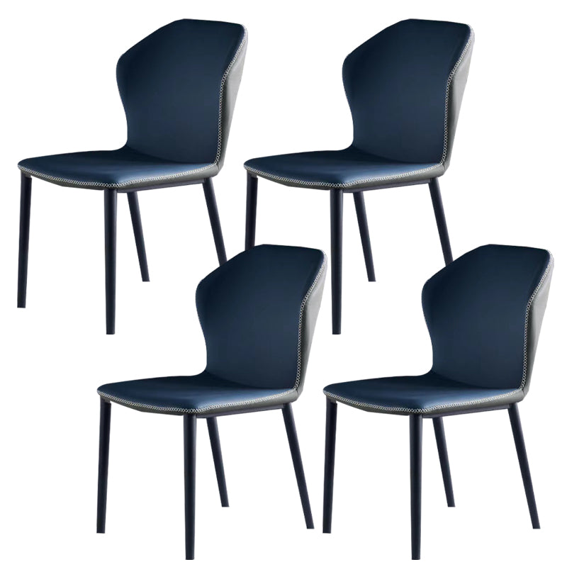 Armless Dining Chairs Contemporary Faux Leather Side Chairs for Dining Room