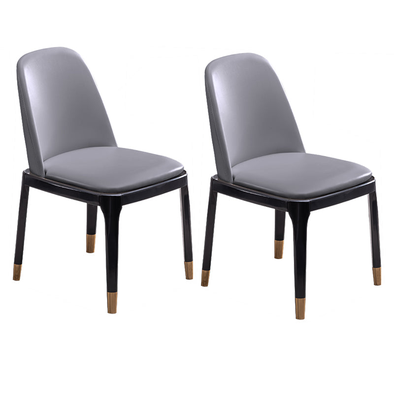 Modern Style Side Chair Leather Indoor Dining Chair with Wooden Legs