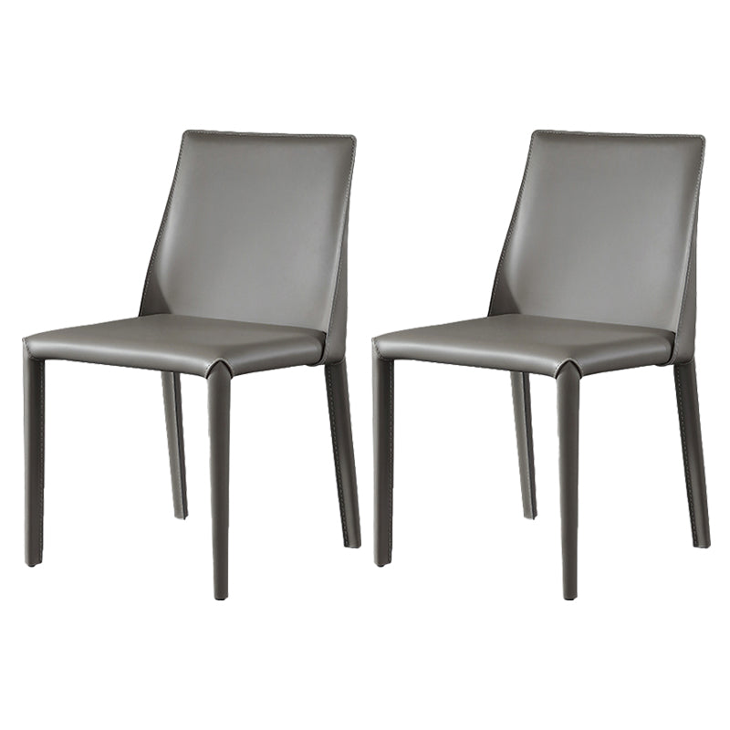 Glam Dining Room Armless Chairs Faux Leather Metal Base Dining Chairs