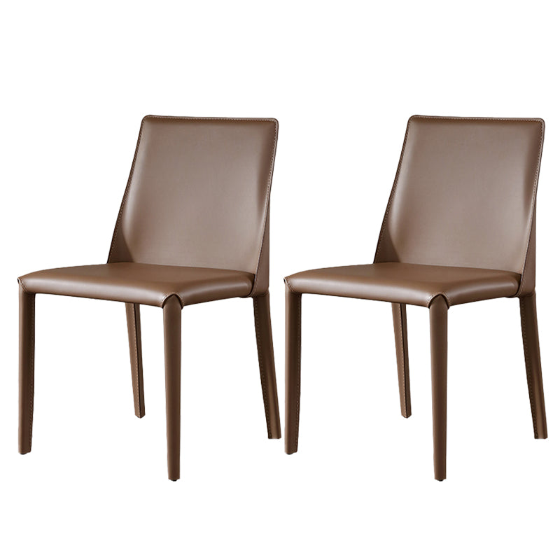 Glam Dining Room Armless Chairs Faux Leather Metal Base Dining Chairs