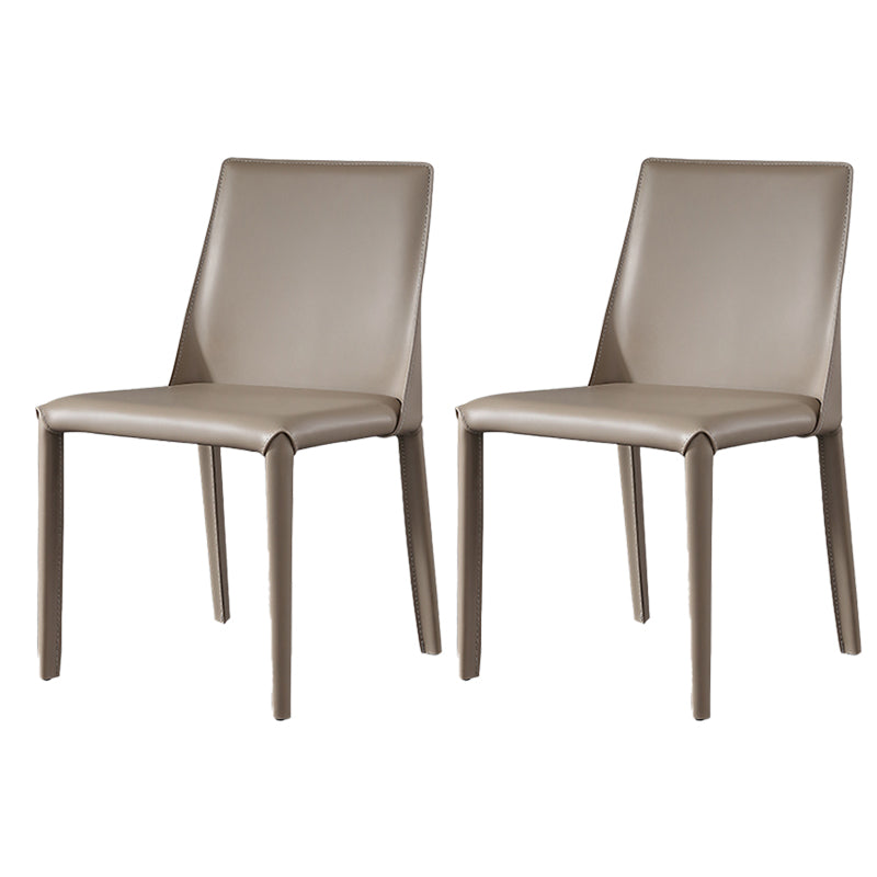 Glam Dining Room Armless Chairs Faux Leather Metal Base Dining Chairs