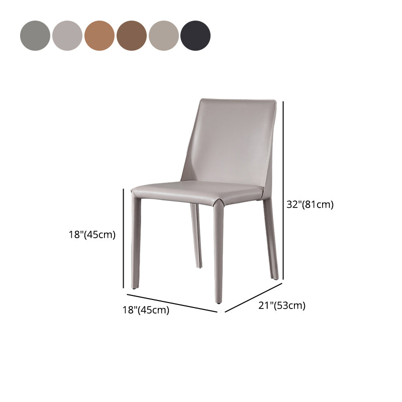 Glam Dining Room Armless Chairs Faux Leather Metal Base Dining Chairs