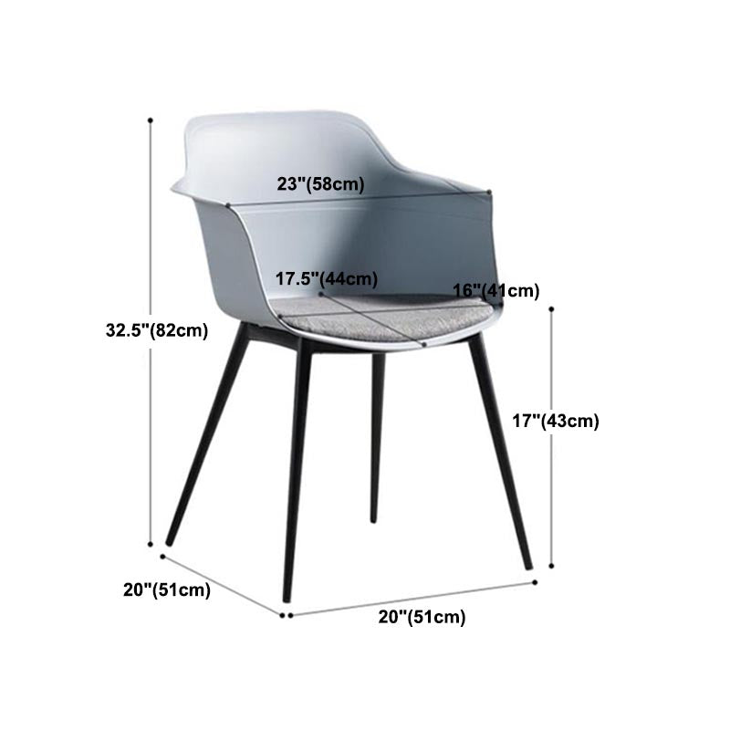 Metal Contemporary Kitchen Dining Chair Arm Solid Back Chair