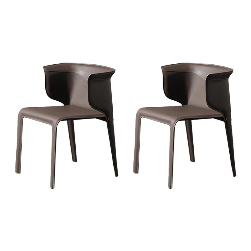 Metal Contemporary Indoor Chair with Leather Legs Matte Finish Side Chair for Dining Room