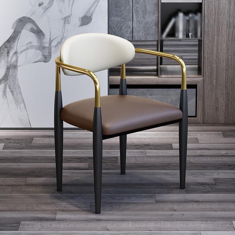 Modern Style Arm Chair Leather Open Back Dining Chair for Dining Room