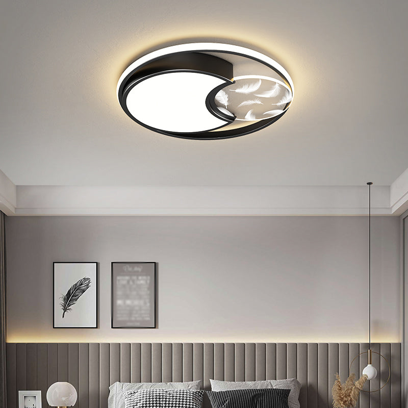 Metal Round Flush Ceiling Light Modern Style 3 Lights Flush Mount Fixture