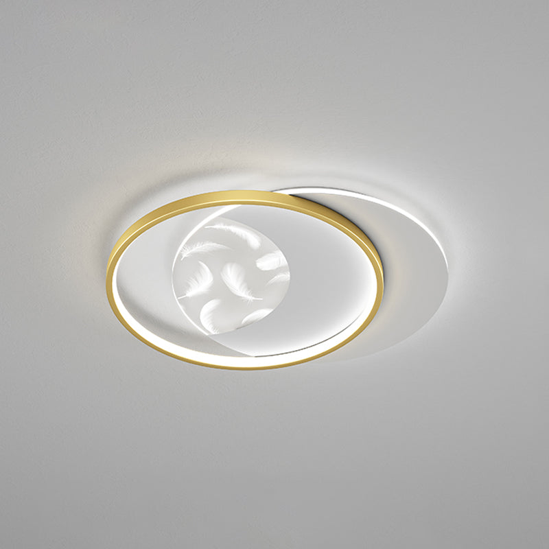 Metal Round Flush Ceiling Light Modern Style 3 Lights Flush Mount Fixture