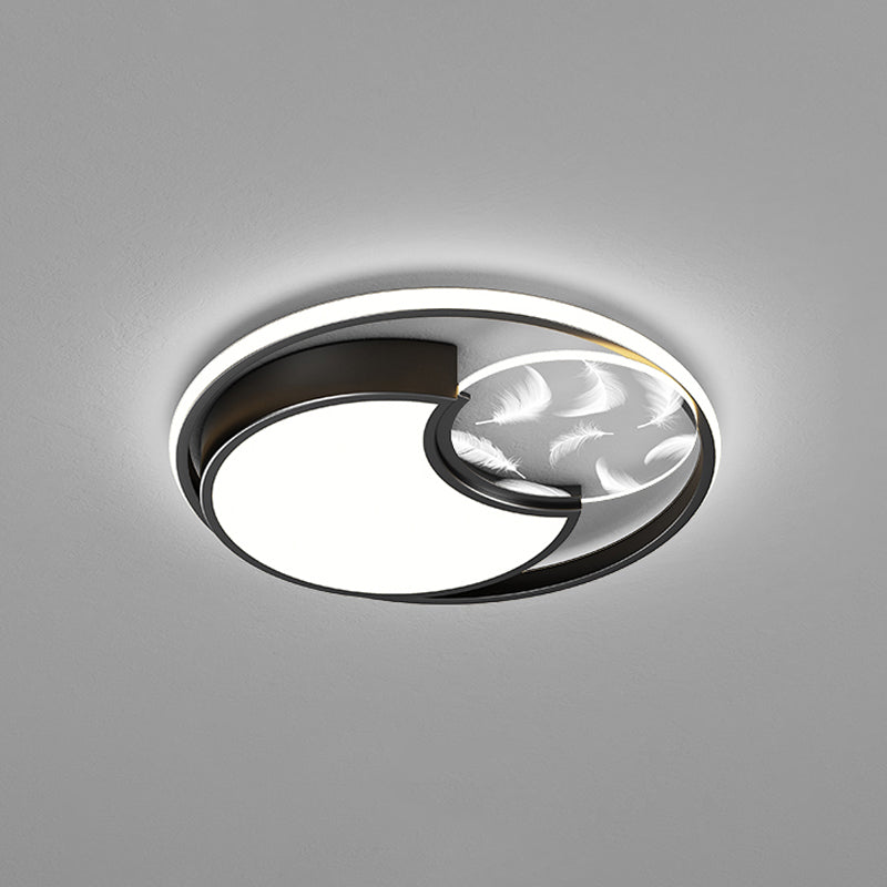 Metal Round Flush Ceiling Light Modern Style 3 Lights Flush Mount Fixture