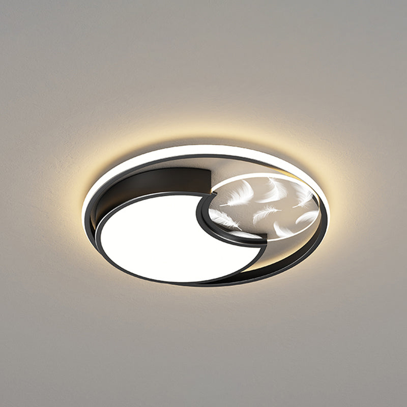 Metal Round Flush Ceiling Light Modern Style 3 Lights Flush Mount Fixture