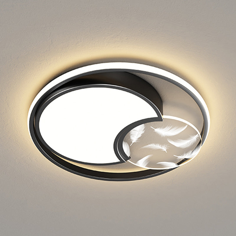 Metal Round Flush Ceiling Light Modern Style 3 Lights Flush Mount Fixture