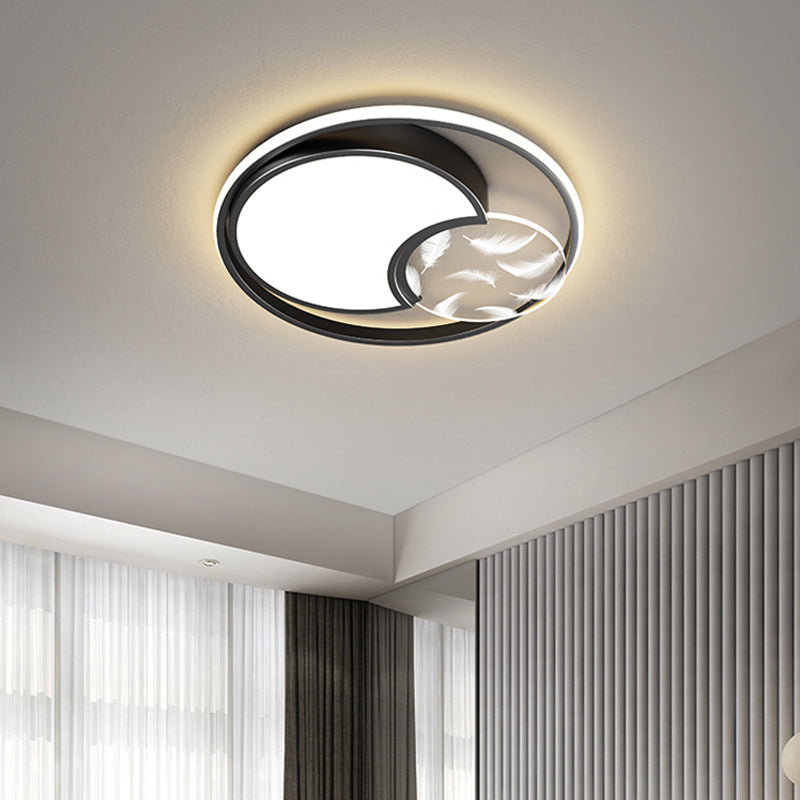 Metal Round Flush Ceiling Light Modern Style 3 Lights Flush Mount Fixture