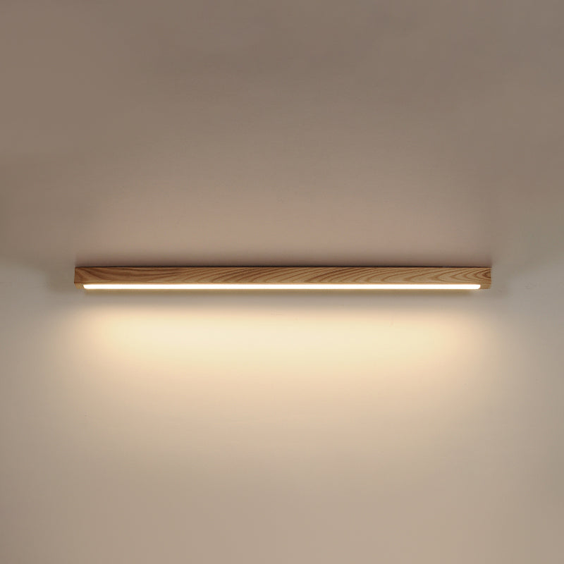 Wood Linear Shade Flush Ceiling Light Modern 1 Light Flush Mount Fixture in Brown