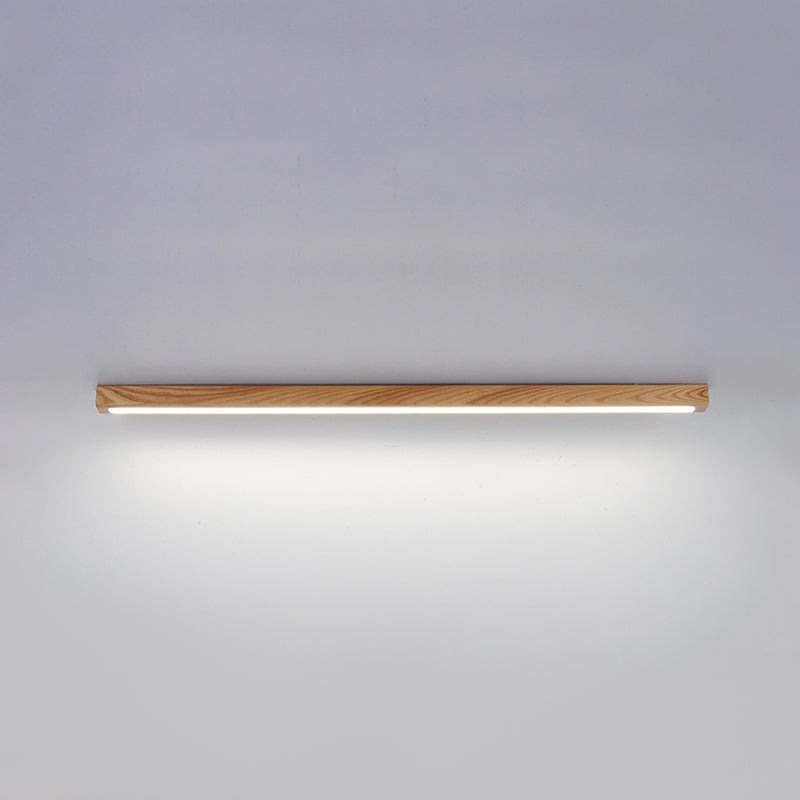 Wood Linear Shade Flush Ceiling Light Modern 1 Light Flush Mount Fixture in Brown