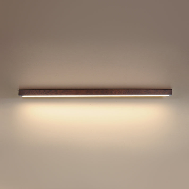 Wood Linear Shade Flush Ceiling Light Modern 1 Light Flush Mount Fixture in Brown