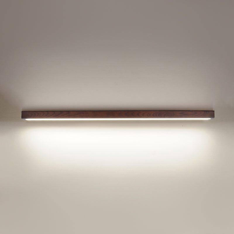 Wood Linear Shade Flush Ceiling Light Modern 1 Light Flush Mount Fixture in Brown