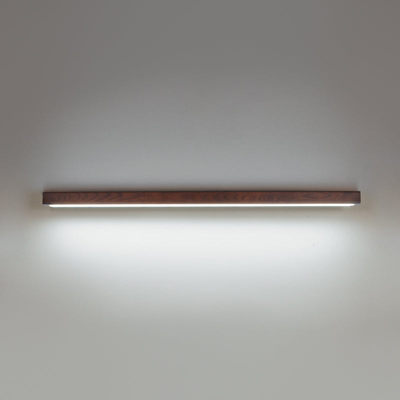 Wood Linear Shade Flush Ceiling Light Modern 1 Light Flush Mount Fixture in Brown