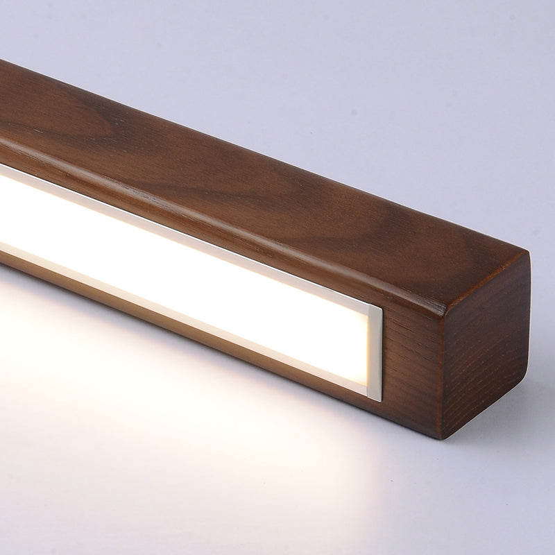 Wood Linear Shade Flush Ceiling Light Modern 1 Light Flush Mount Fixture in Brown