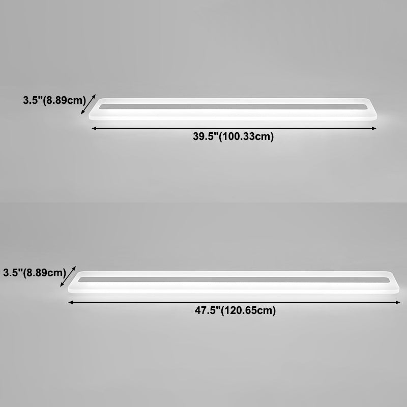 White Linear Ceiling Mount Fixture Nordic Style LED Acrylic Flush Mount Ceiling Lighting