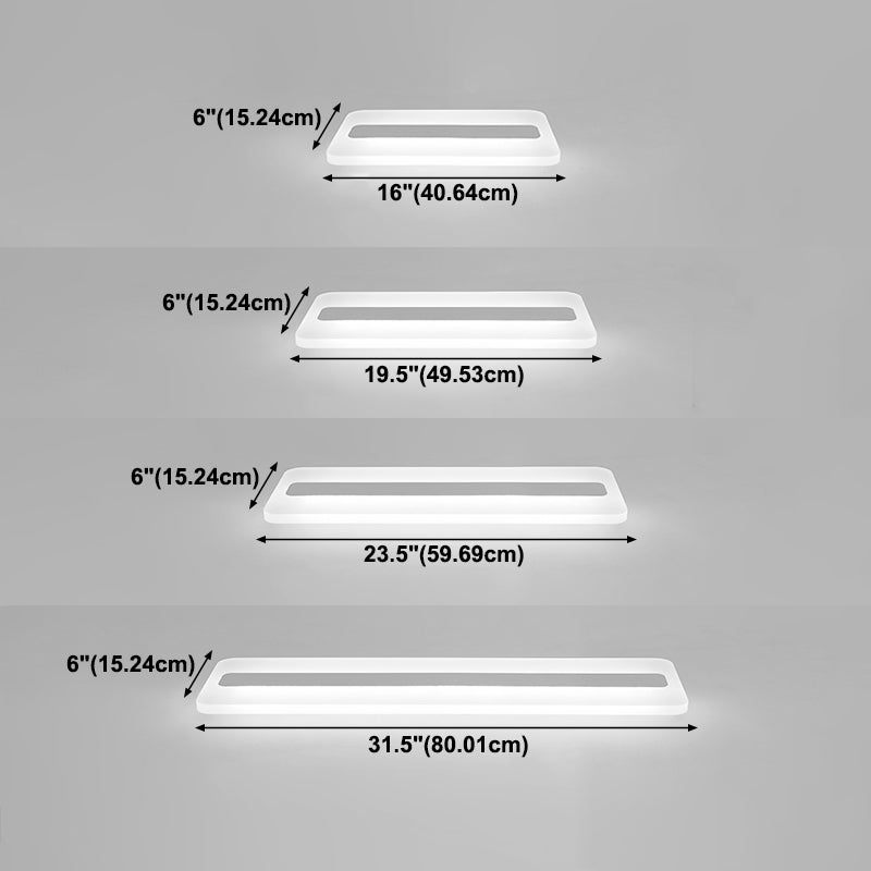 White Linear Ceiling Mount Fixture Nordic Style LED Acrylic Flush Mount Ceiling Lighting