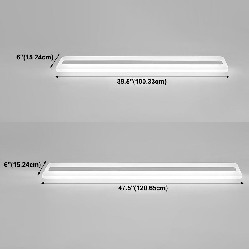 White Linear Ceiling Mount Fixture Nordic Style LED Acrylic Flush Mount Ceiling Lighting