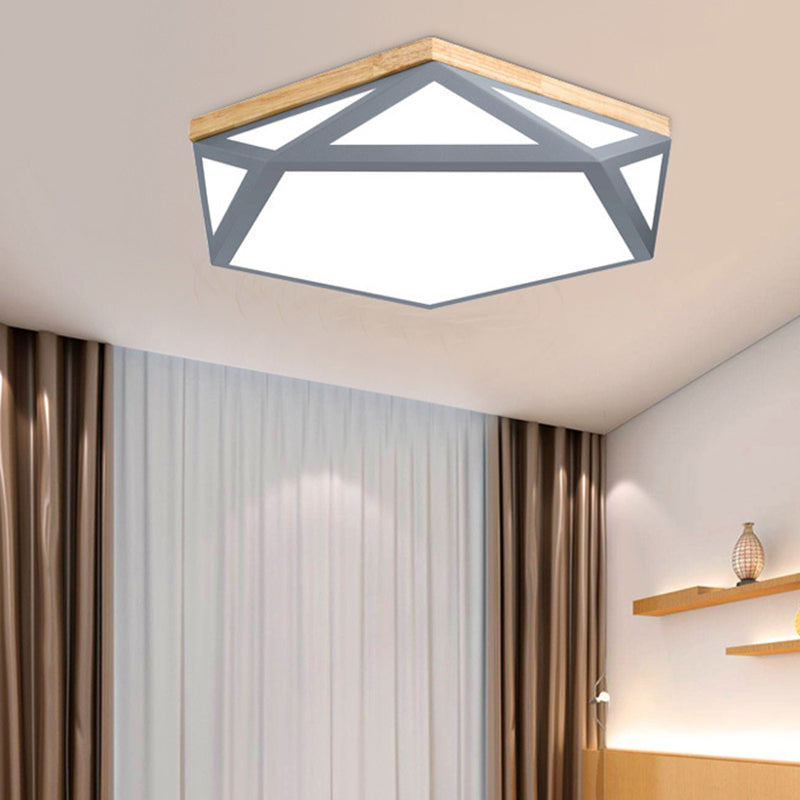 1 Light Geometry Ceiling Light Modern Macaron Style Metal Ceiling Lighting for Living Room