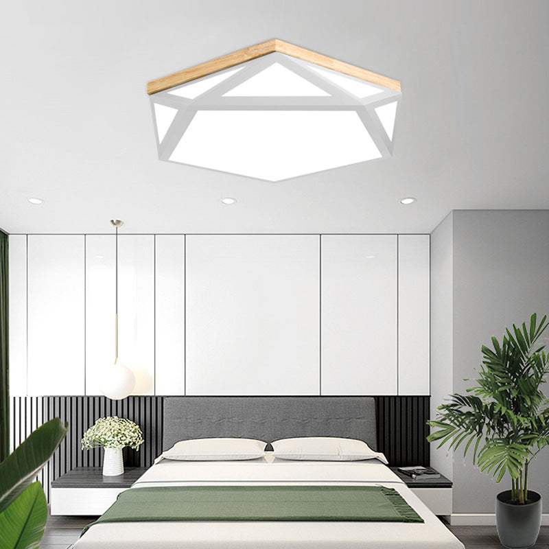 1 Light Geometry Ceiling Light Modern Macaron Style Metal Ceiling Lighting for Living Room