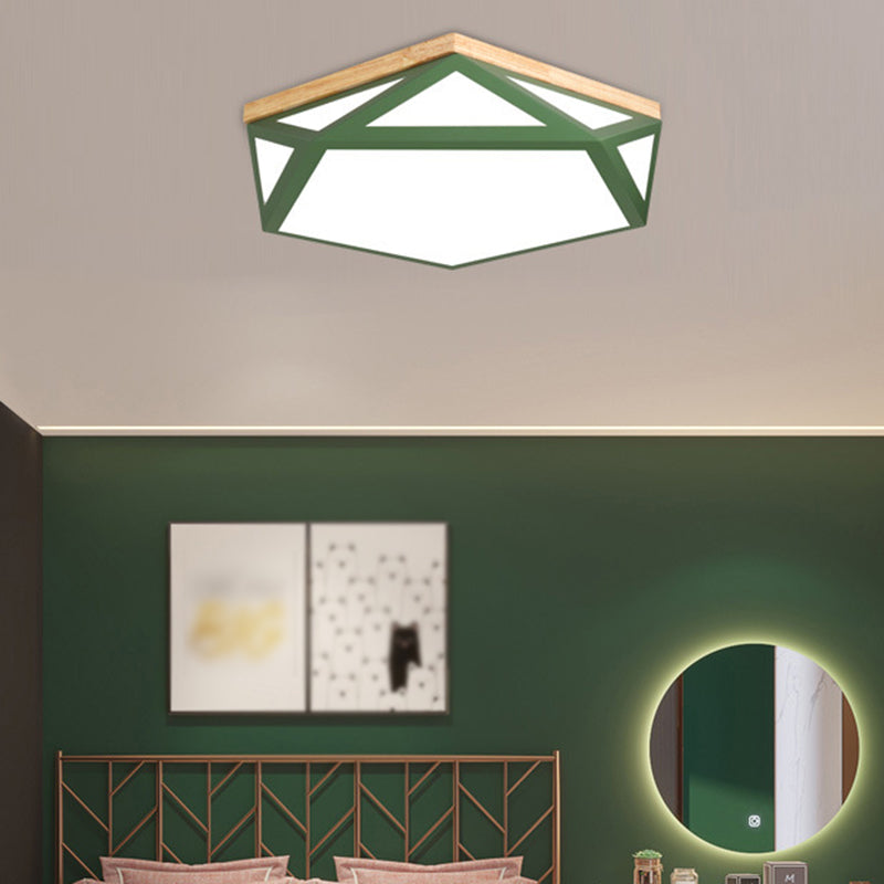 1 Light Geometry Ceiling Light Modern Macaron Style Metal Ceiling Lighting for Living Room