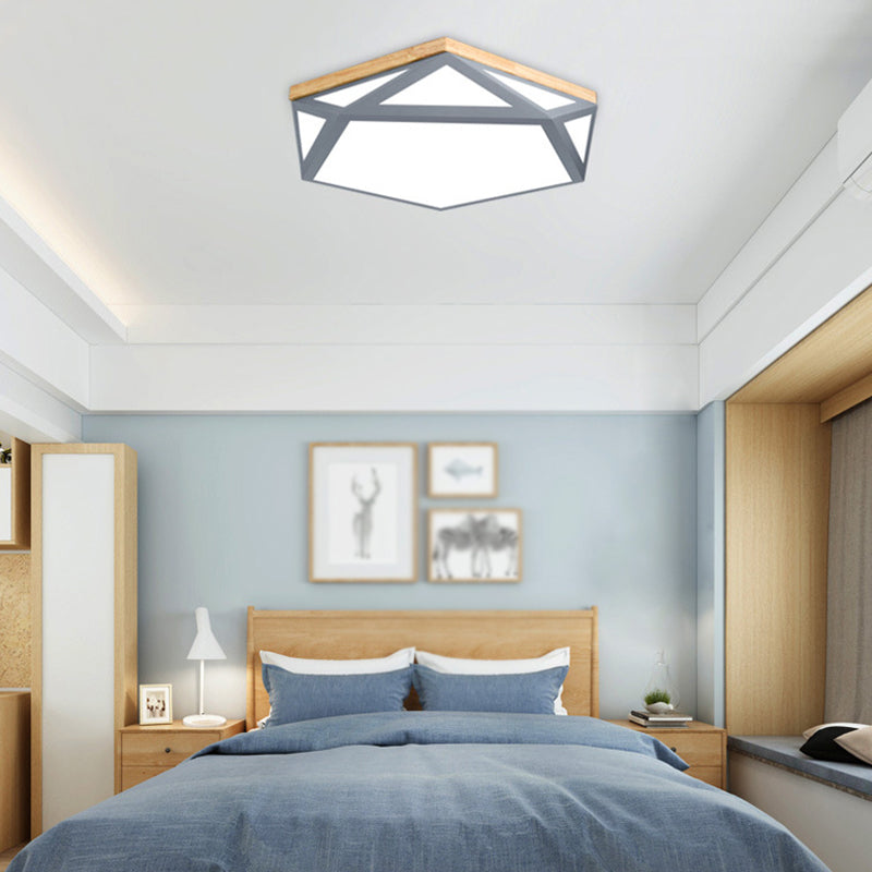 1 Light Geometry Ceiling Light Modern Macaron Style Metal Ceiling Lighting for Living Room