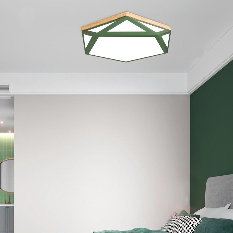 1 Light Geometry Ceiling Light Modern Macaron Style Metal Ceiling Lighting for Living Room