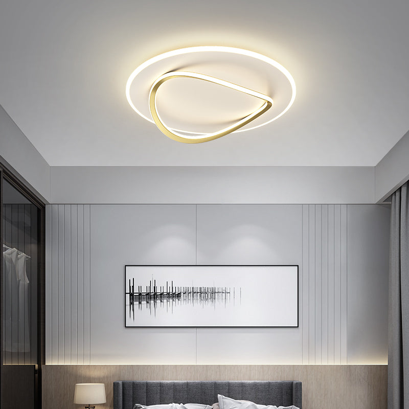 Metal Round Shape Flush Plafond Light Modern Style 2 Lights Flush Mount Éclairage