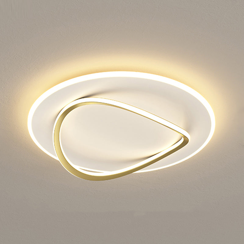 Metal Round Shape Flush Plafond Light Modern Style 2 Lights Flush Mount Éclairage