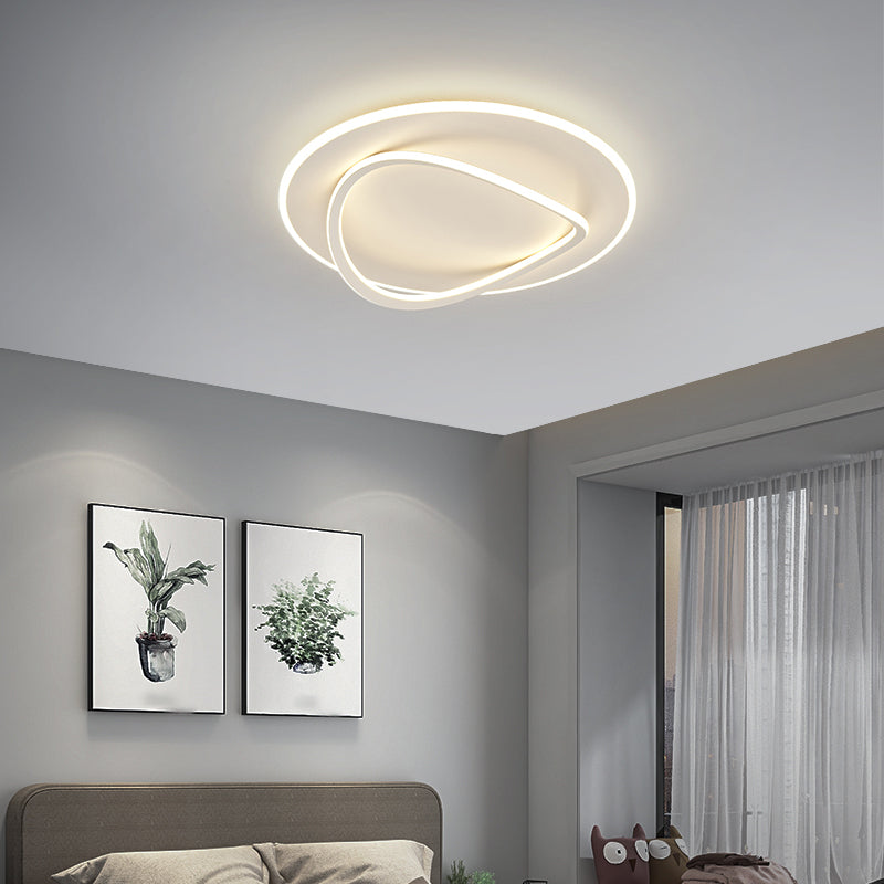 Metal Round Shape Flush Plafond Light Modern Style 2 Lights Flush Mount Éclairage