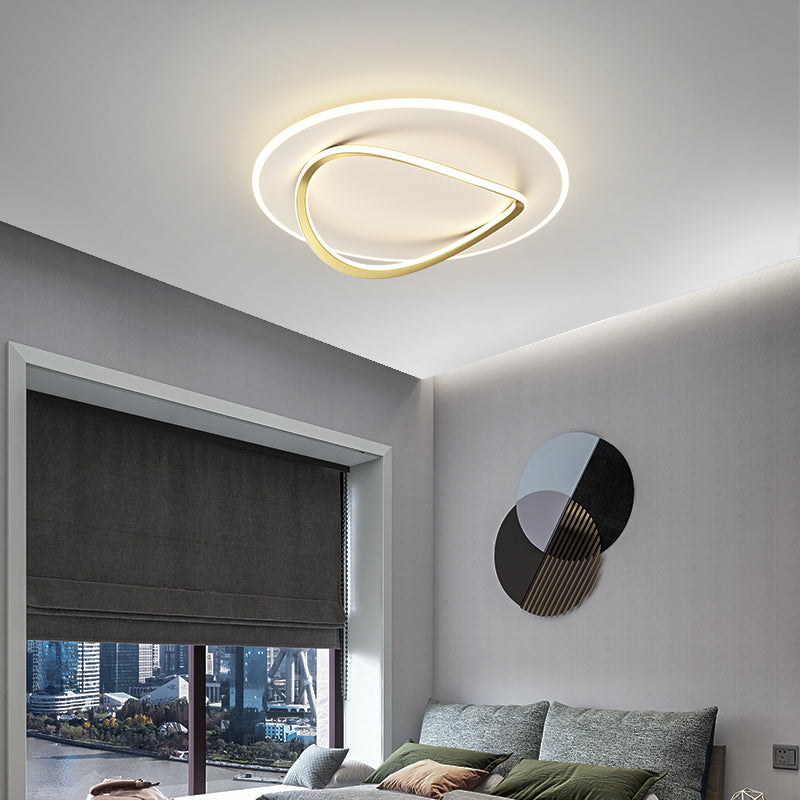 Metal Round Shape Flush Plafond Light Modern Style 2 Lights Flush Mount Éclairage