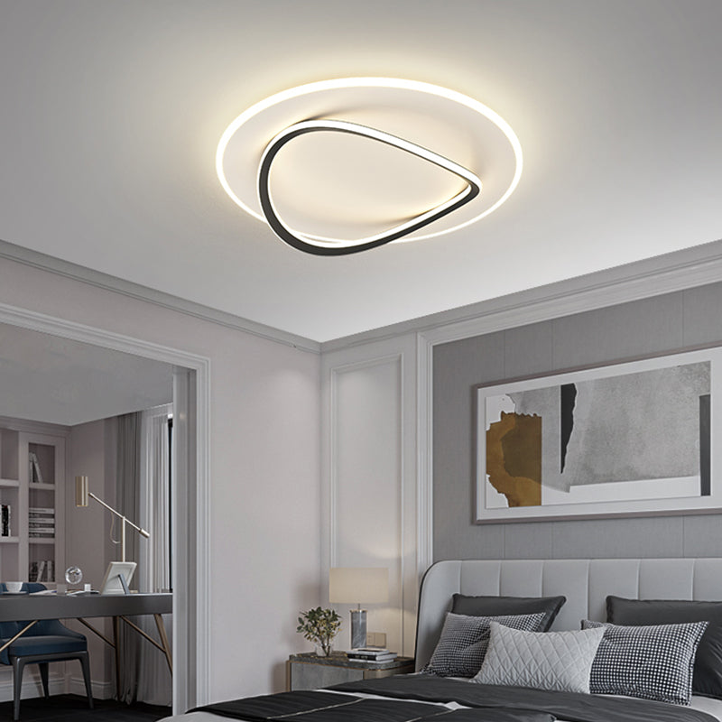 Metal Round Shape Flush Plafond Light Modern Style 2 Lights Flush Mount Éclairage