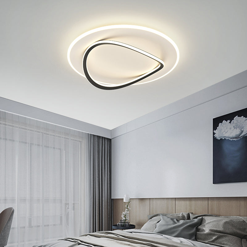 Metal Round Shape Flush Plafond Light Modern Style 2 Lights Flush Mount Éclairage