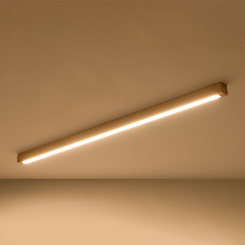 Wood Linear Shade Flush Ceiling Light Modern Style 1 Light Flush Mount Fixture in Brown