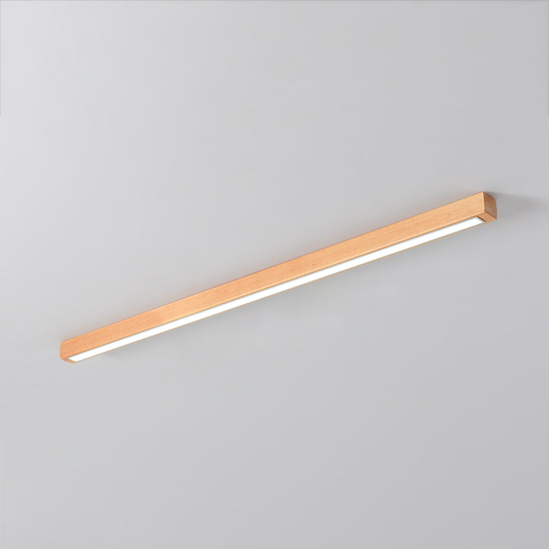 Wood Linear Shade Flush Ceiling Light Modern Style 1 Light Flush Mount Fixture in Brown