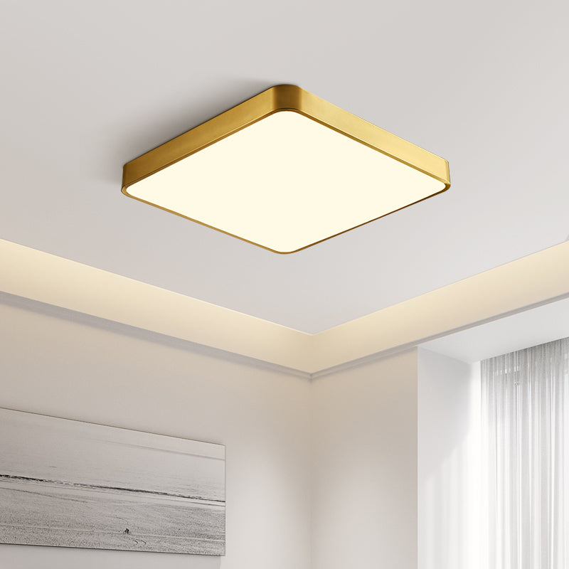 Metal Geometric Shade Flush Ceiling Light Modern Style 1 Light Flush Mount Fixture in Gold