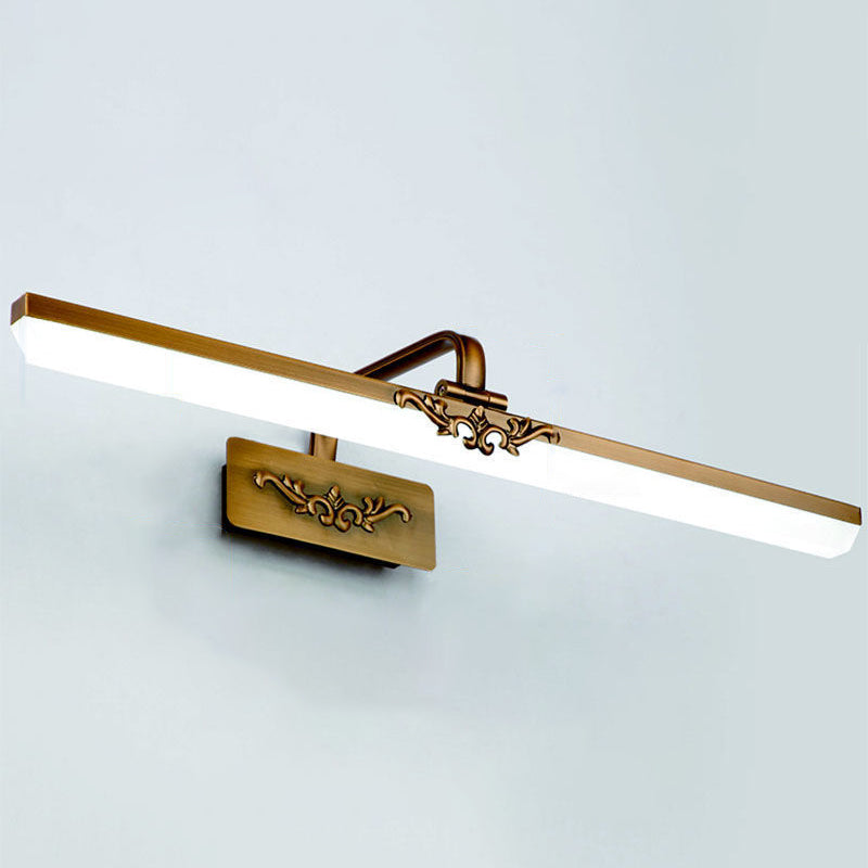 Linear Shape Metal Wall Light Modern Style 1 Light Mirror Wall Mount Light in Gold