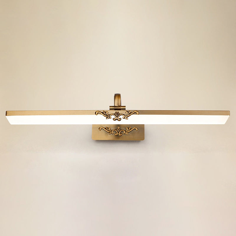 Linear Shape Metal Wall Light Modern Style 1 Light Mirror Wall Mount Light in Gold